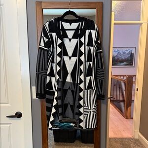 Geometric Black and White Sweater